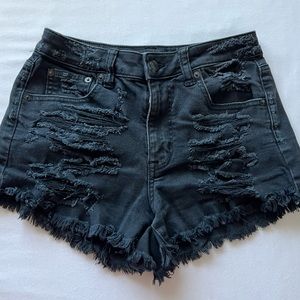 American Eagle Hi-Rise Stretch Festival Black Denim Jean Shorts